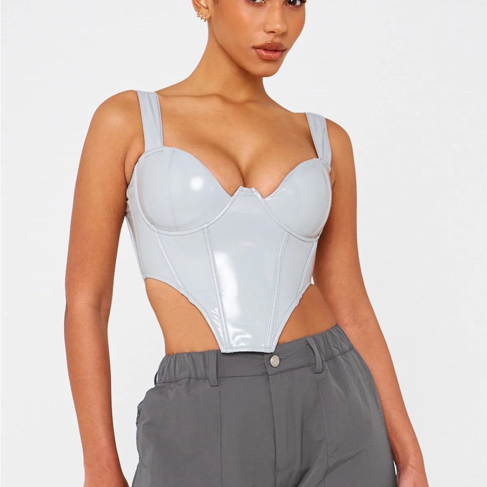 Grey PU Corset Top BRAND NEW